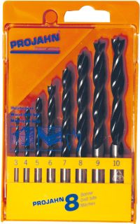  Jeu de 8 forêts à bois hélicoïdales (de Ø 3 à 10 mm) -Schill