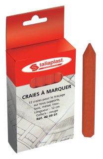  Boîte de 12 craies industrielles hexagonales - Rouge - Taliaplast