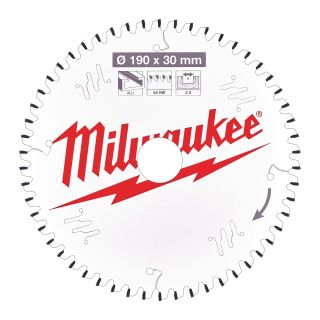  Lame scie circulaire alu 190 x 30 x 2,4/54 plate négative - Milwaukee