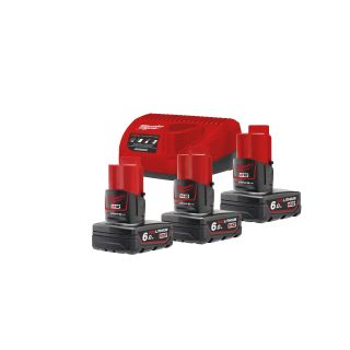  3 batteries Milwaukee M12 12V - 6 Ah  Red Lithium + chargeur
