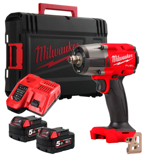  Boulonneuse à choc - carré 1/2 - fixation O'Ring - 18 V - 2 batteries 5 Ah - Milwaukee