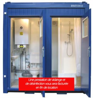 Location Bungalow WC - Avec 1 WC, 1 douche et 1 lavabo - 2,50 x 2,50 mètres