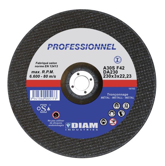  Disque abrasif Ø 125 ép.3,0 Al.22,2 Acier - Diam Industries