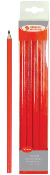  Boîte de 12 crayons de charpentier - Rouge - Taliaplast