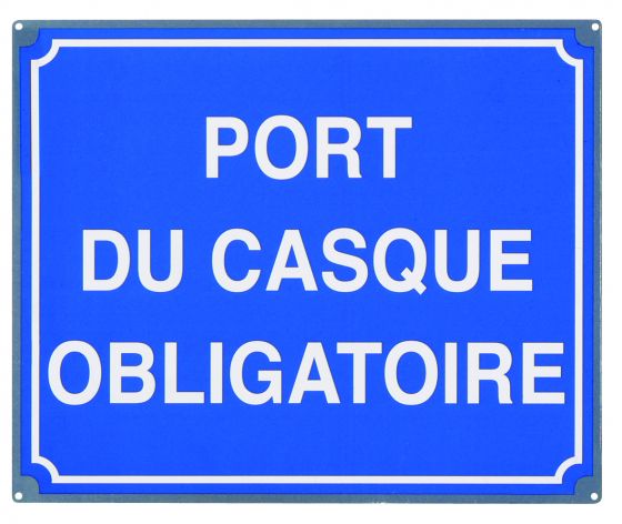  Plaque signalétique de chantier "Port du casque obligatoire" - 400x330 mm