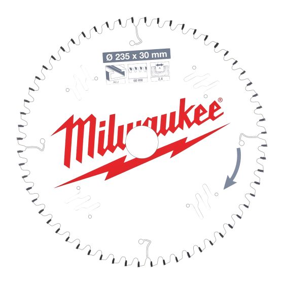  Lame scie circulaire alu 235 x 30 x 2,4/60 plate négative - Milwaukee