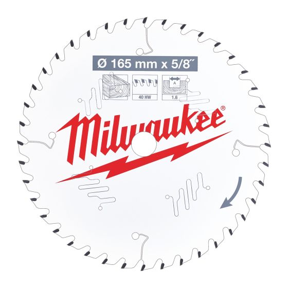  Lame scie circulaire bois 165 x 15,87 x 1,6 x 40 ATB - Milwaukee