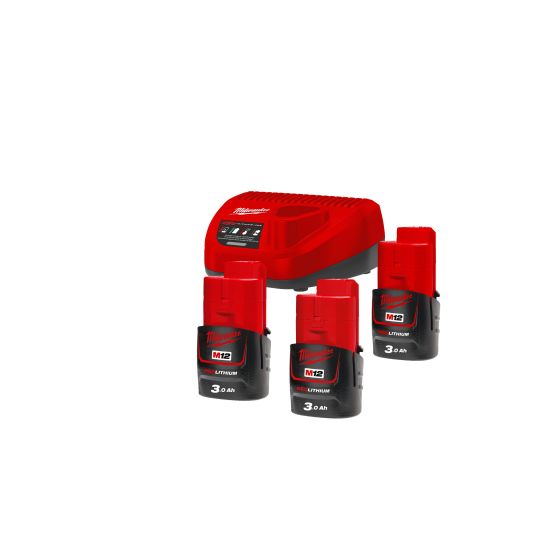  3 batteries Milwaukee M12 12V - 3 Ah  Red Lithium + chargeur
