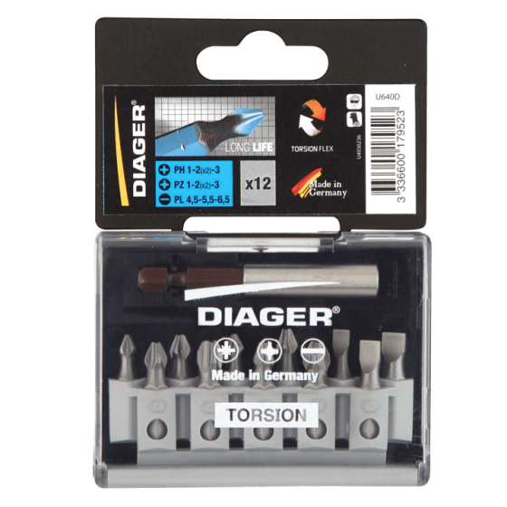  Coffret de 12 embouts torsion 25mm - Diager