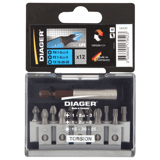  Coffret de 12 embouts torsion - Diager