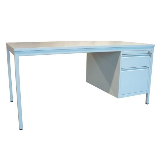  Bureau demi-ministre avec bloc de 2 tiroirs - 1 600 mm - Gris