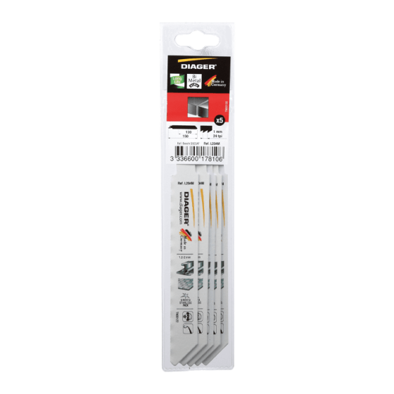  5  lames de scie sabre 280 mm tuyaux épais - Diager