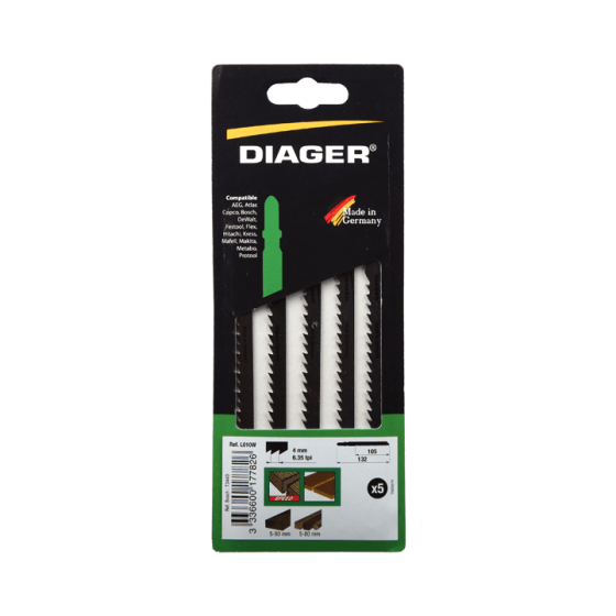  5 lames de scie sauteuse 132 mm bois débitage - Diager